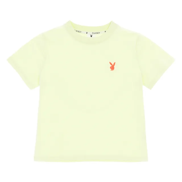 【PLAYBOY】簡約短版刺繡T-SHIRT(透明黃色)
