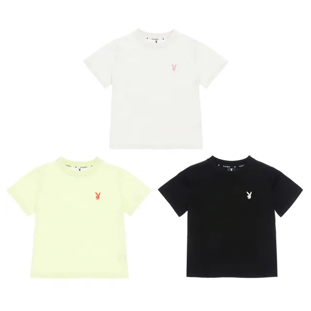 【PLAYBOY】簡約短版刺繡T-SHIRT(黑色)