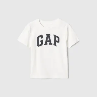 【GAP】男幼童裝 Logo純棉印花圓領短袖T恤-白色(609749)