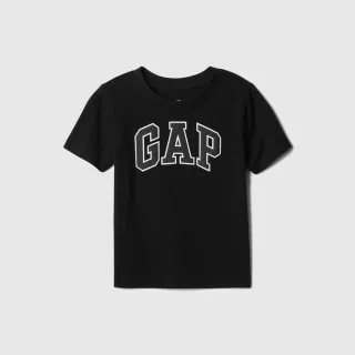 【GAP】男幼童裝 Logo純棉印花圓領短袖T恤-黑色(609749)