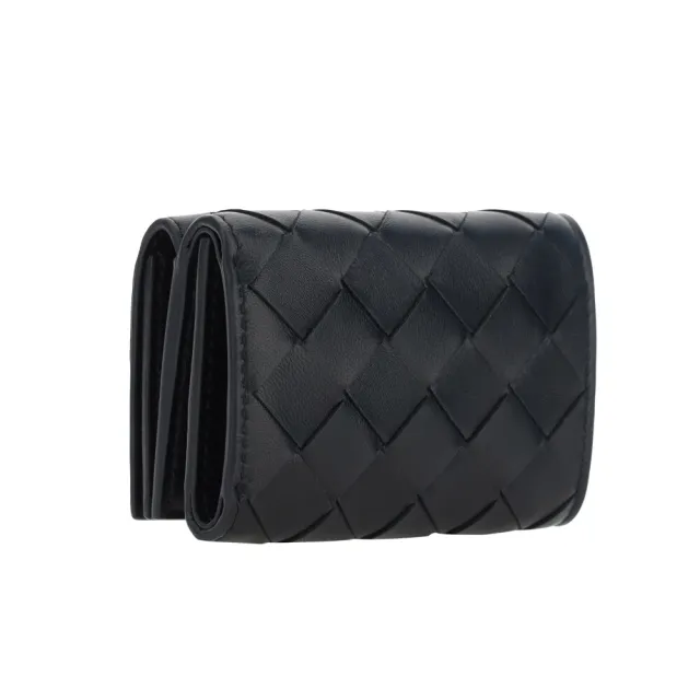 【BOTTEGA VENETA 寶緹嘉】BV Intrecciato Tiny Tri-Fold 三折 經典編織 羊皮 卡夾 短夾 皮夾 黑色 751156