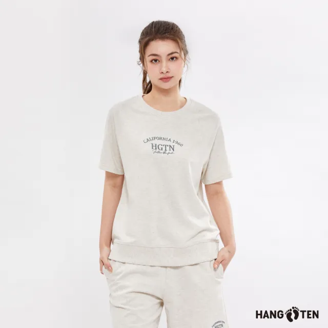 【Hang Ten】女裝-純棉毛圈布胸前繡花短袖T恤(多色選)