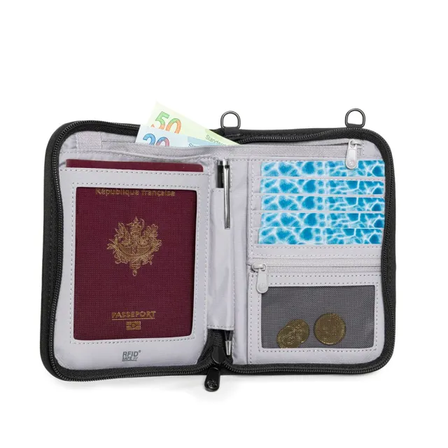 【Pacsafe】RFIDSAFE V150 防盜頸掛式護照皮夾(護照包 RFID 防盜刷錢包)