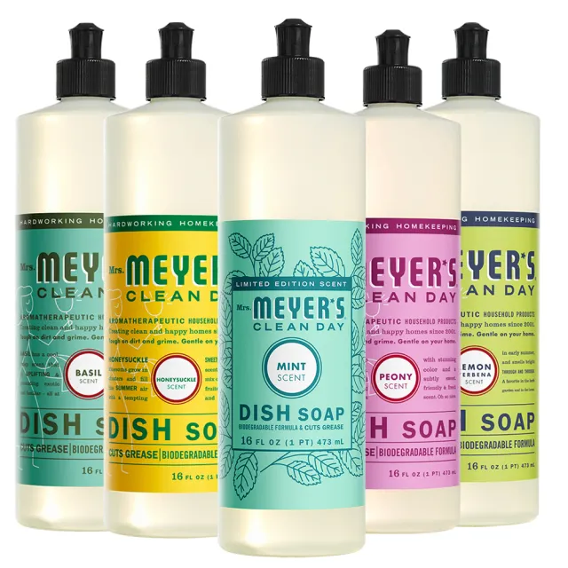 【Mrs.Meyers梅耶夫人】香氛洗碗精系列473ml(西洋牡丹/草本/檸檬馬鞭草/金銀花/薄荷)