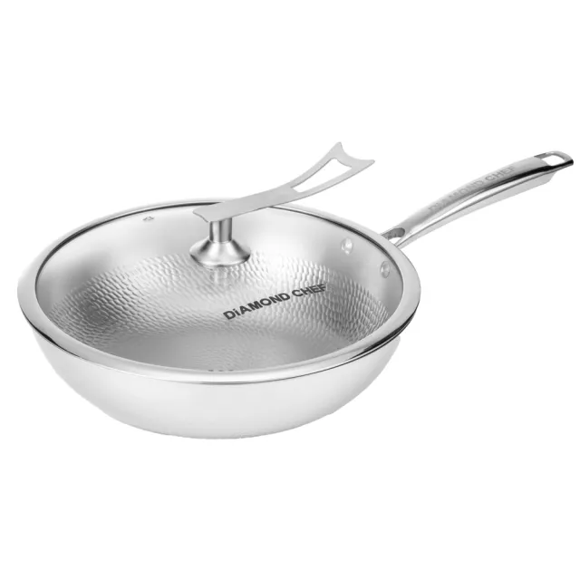 【DIAMOND CHEF】純鈦輕量不沾鍋/炒鍋32CM(鈦鍋/附可站立鍋蓋/不挑爐具)