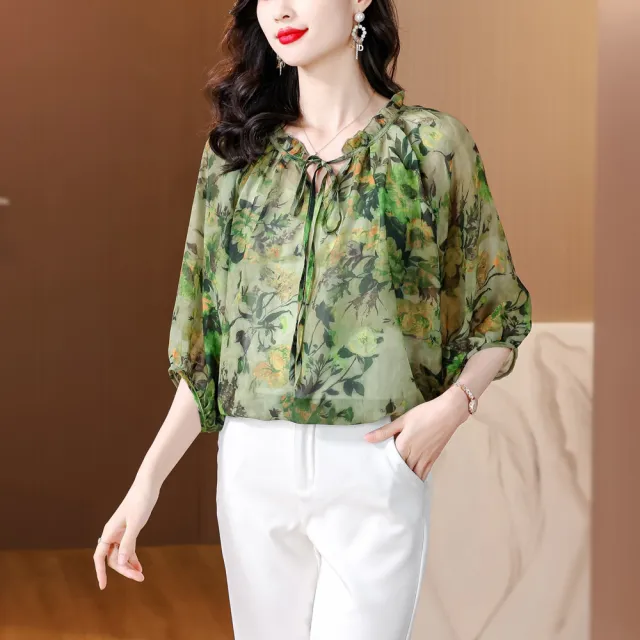【ALLK 歐楷】新品 印花長上衣 花色(尺寸L-XXL/中大尺碼/涼爽/透氣)