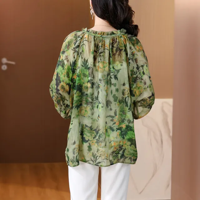 【ALLK 歐楷】新品 印花長上衣 花色(尺寸L-XXL/中大尺碼/涼爽/透氣)