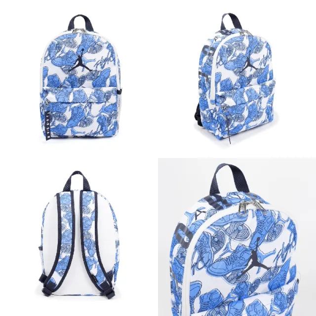 【NIKE 耐吉】後背包 Air Jordan Mini 兒童款 女款 藍 白 雙肩包 書包 包包 後背小包(JD2523016TD-005)