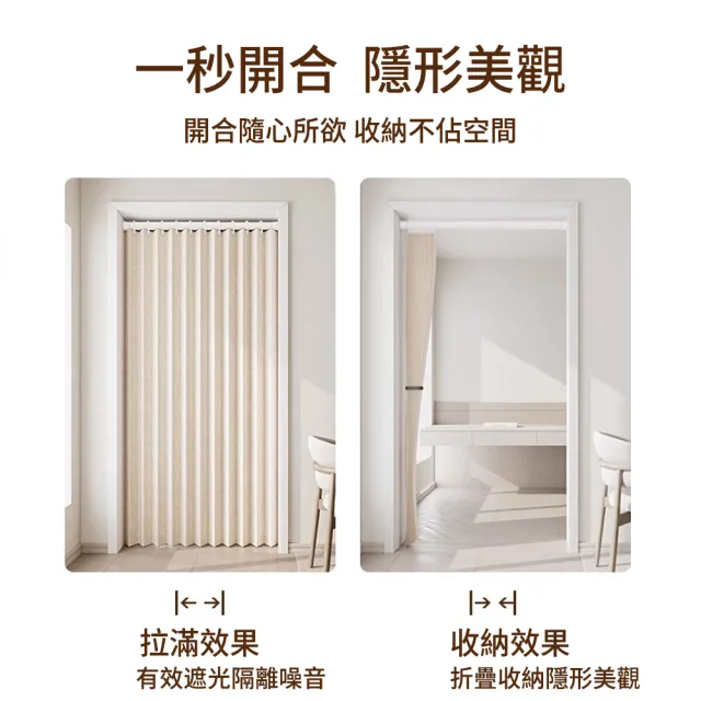 【SUNLY】純色加厚仿亞麻長門簾 折疊雙側磁吸扣門簾 隔斷簾 拉簾 風水簾(寬80*高200公分 免打孔)