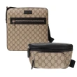 【GUCCI 古馳】GG Supreme 經典帆布牛皮邊飾胸口腰包/斜背包(多款任選)