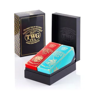 【TWG Tea】時尚茶罐雙入禮盒組 時尚紅茶 100g+皇后早餐茶 100g(紅茶+綠茶)