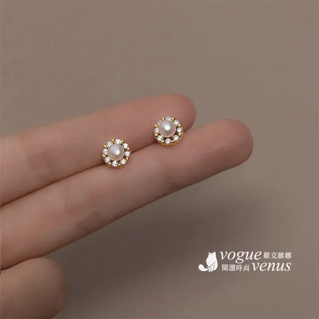 【維克維娜】晨光初露 水鑽環珠 925純銀耳環