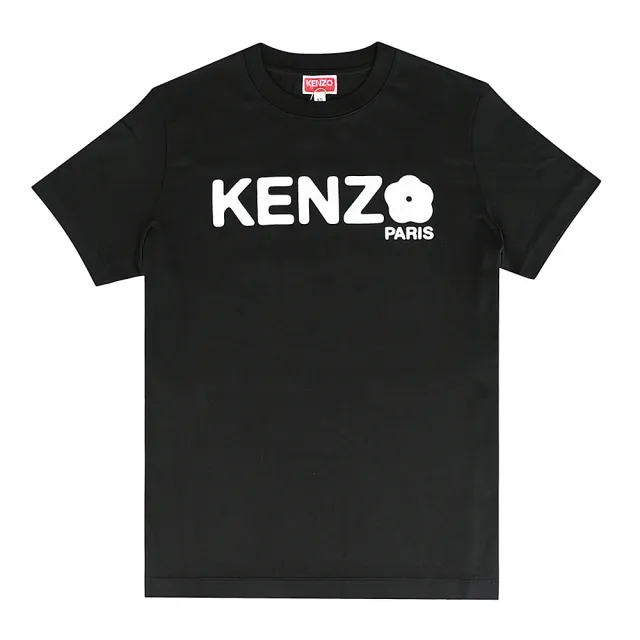 【KENZO】KENZO Boke Flower 2.0海棠花白字印花棉質短袖T恤(女款/黑)