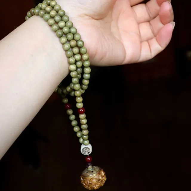 【Penny 珮妮】綠檀可開香囊木質項鍊佛珠毛衣鍊(母親節 交換禮物  生日禮 情人節 尾牙 新年 結婚)