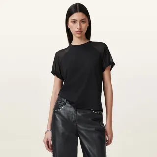 【ALLSAINTS】ANNIE 拼接修身短袖T恤-黑 W005JC(修身版型)