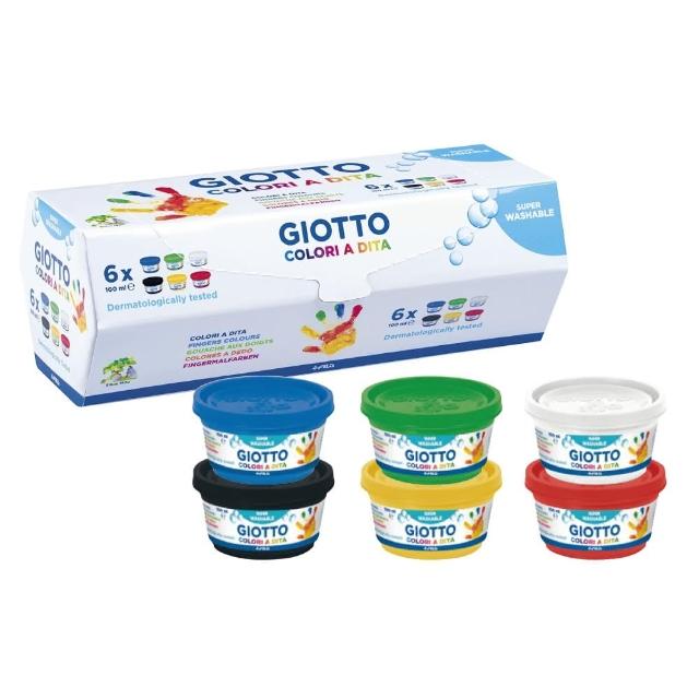 【義大利GIOTTO】幼兒安全手指膏-6色100ml(手指畫 無毒顏料 好洗 親膚配方)