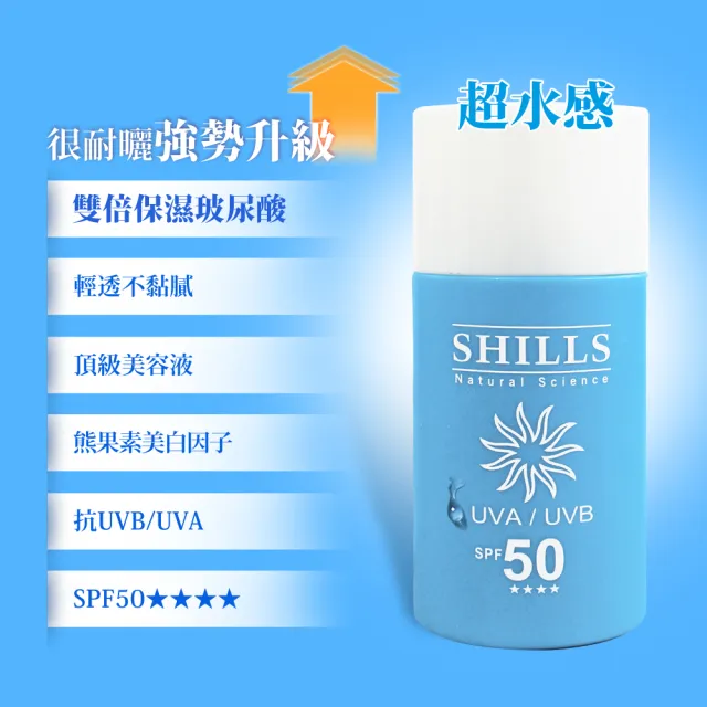 【SHILLS 舒兒絲】很耐曬超清爽美白防曬凝乳SPF50★★★★2入＋防曬乳2入(敏感肌可用)