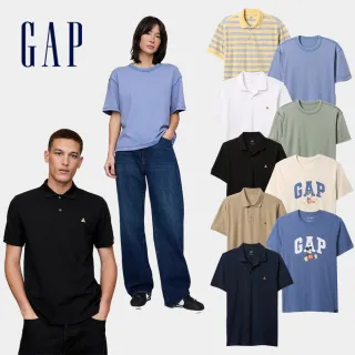 【GAP】男女裝 Logo純棉小熊印花刺繡圓領短袖T恤POLO衫-多款任選(607465&715775&708395&586306)