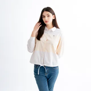 【Arnold Palmer 雨傘】女裝-條紋提織綁帶襯衫(黃色)