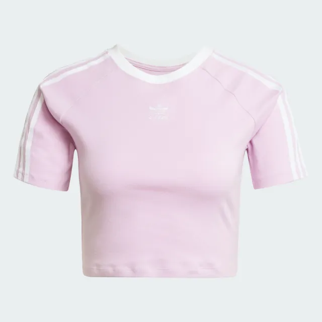 【adidas 愛迪達】短袖上衣 女 三葉草 亞規 3 S BABY TEE 粉 JC6365