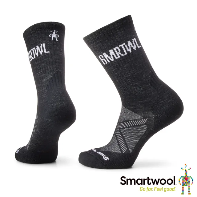 【SmartWool官方直營】局部輕量減震條紋運動中長襪-SMRTWL Logo 兩色任選(美麗諾羊毛襪 日著襪 保暖 除臭)