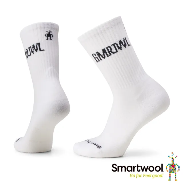 【SmartWool官方直營】局部輕量減震條紋運動中長襪-SMRTWL Logo 兩色任選(美麗諾羊毛襪 日著襪 保暖 除臭)