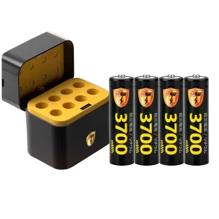 【KOTSURU】8馬赫 3號/AA 恆壓可充式1.5V鋰電池全新特大能量3700mWh4入+3號/4號通用 液晶鋰充電器