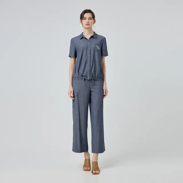 【ILEY 伊蕾】寬鬆縲縈襯衫式牛仔外套(藍；M-XL；1252368416)