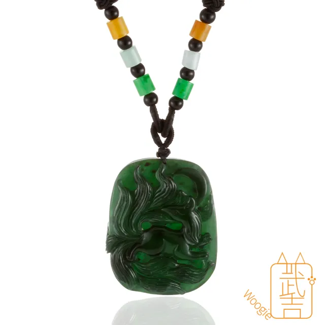 【Woogie武吉珠寶】特級酒瓶綠岫玉雕刻項鍊(九尾兩款可選)