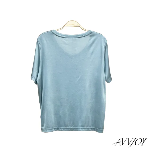 【AVVJOY 艾薇卓爾】百搭彈性柔滑V領短袖上衣(上衣 短袖 大學t 短袖上衣 短袖t恤 寬鬆上衣 CL2317032)