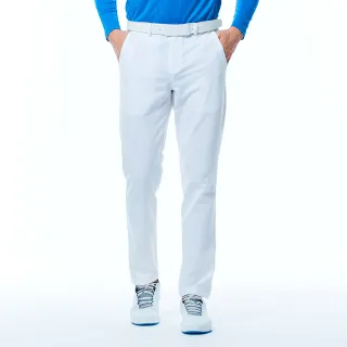【KING GOLF】網路限定款-男款素面百搭彈力修身休閒長褲/高爾夫球長褲(白色)