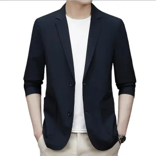 【巴黎精品】現貨+預購 西裝外套防曬薄款休閒外套(高彈無痕冰絲抗皺商務西服男外套3色v1bs15)