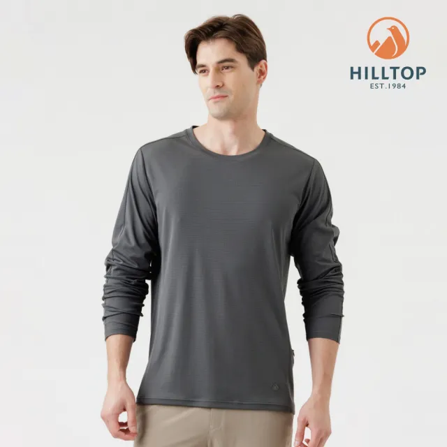 【Hilltop 山頂鳥】POLARTEC抗菌吸濕快乾輕量長袖針織上衣 男款 深灰藍｜PS15XM38ECK0