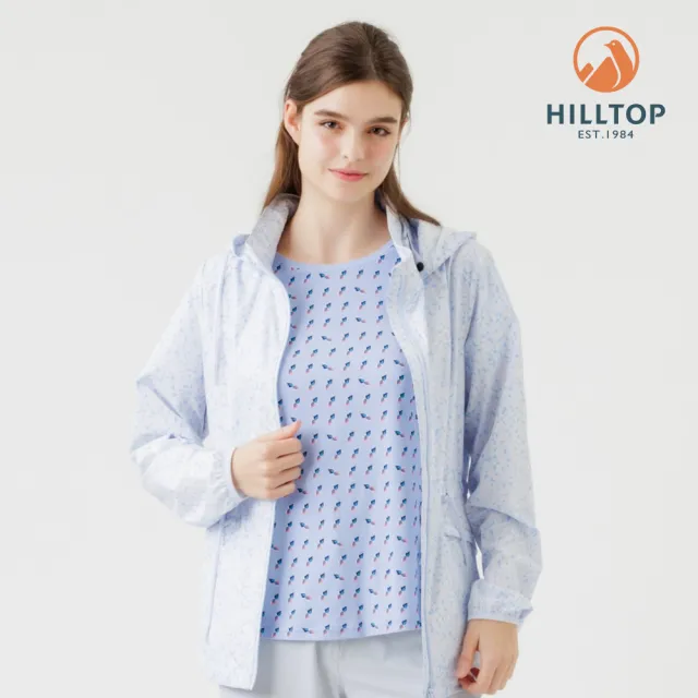 【Hilltop 山頂鳥】超輕量超潑水抗UV施華洛世奇燙鑽印花外套 女款 淺藍｜PS02XFG7ECEZ