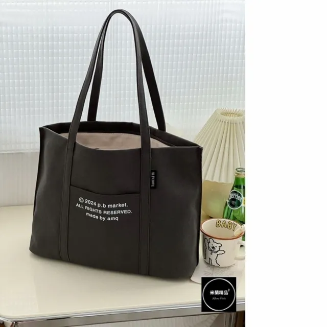 【米蘭精品】現貨+預購 手提包帆布肩背包托特包側背包單肩包隨身女包(日系文藝燈芯絨4色74jn24)