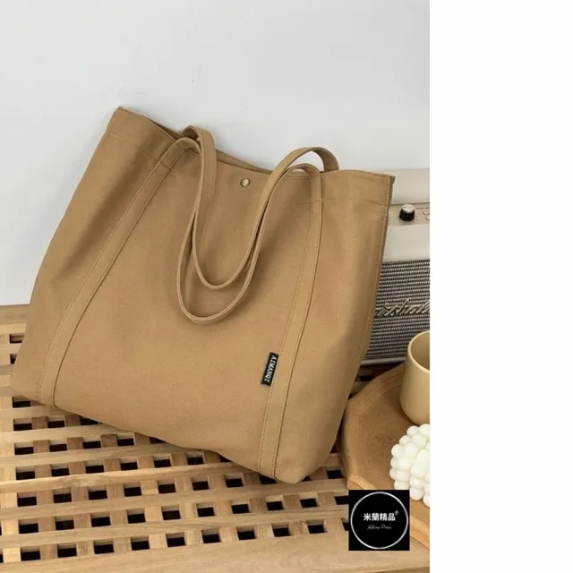【米蘭精品】現貨+預購 手提包帆布肩背包托特包側背包單肩包隨身女包(純色休閒百搭4色74jn32)