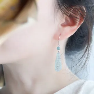 【KT DADA】翡翠耳環 如意耳環 耳環 耳勾 垂墜耳環 純銀耳環 玉耳環 藍水 冰種玉石 古風耳