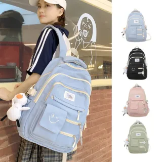 【MoodRiver】多隔層 後背包 韓系 學生書包 休閒背包 筆電背包 旅行背包(防潑水 減壓 可掛行李 