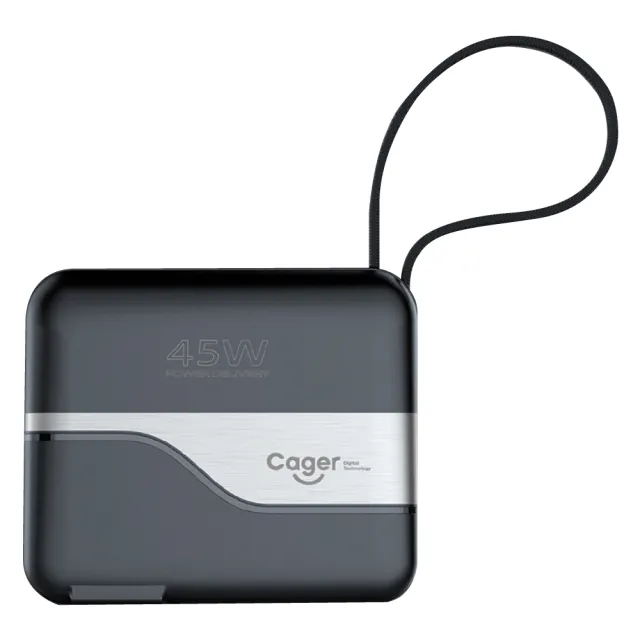 【Cager】PD151W 15000mAh 45W PD 自帶線行動電源(雙模快充線 LED顯示)