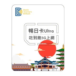 【DJB SIM】暢日卡ULTRA-日本5G網卡 8天吃到飽不降速(四大電信商資源共享)