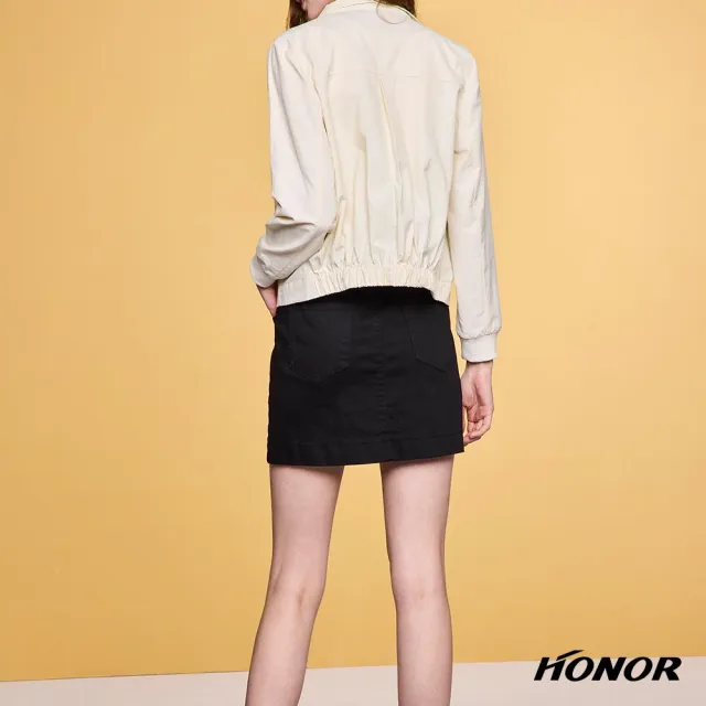 【HONOR 山形屋】出清品 簡約標誌高腰修身短裙-白/黑(限定出清)
