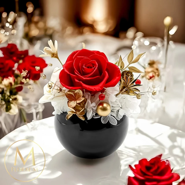 【Floral M】高級紅絲絨紅玫瑰永生花禮(擴香花/香氛花/永生花/花禮/香水精油/居家香氛/桌上裝飾/送禮)