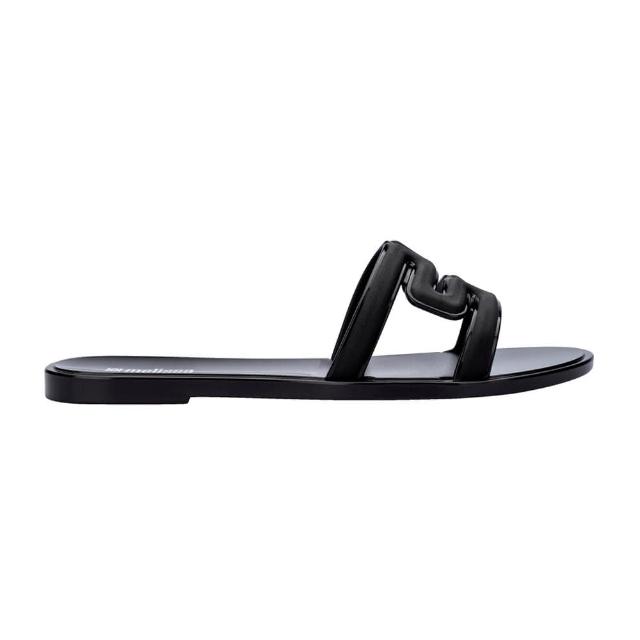 【Melissa】m字簍空透膚拖鞋(黑色)