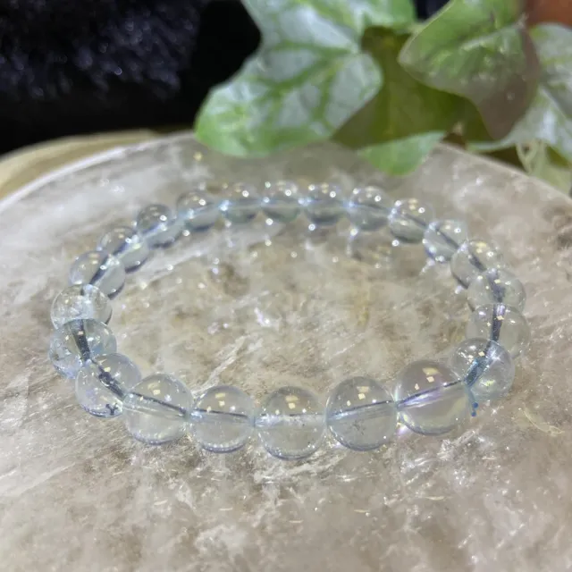 【Cozy 世界水晶原礦與茶】精品螢光海藍寶 7mm+ 33-6(提升勇氣 增加自信心)