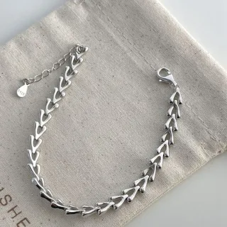 【Porabella】S925純銀手鍊 愛心拼接手鍊 幾何幸運骨純銀手鍊 小眾設計個性中性手鏈 送男友 Bracelet