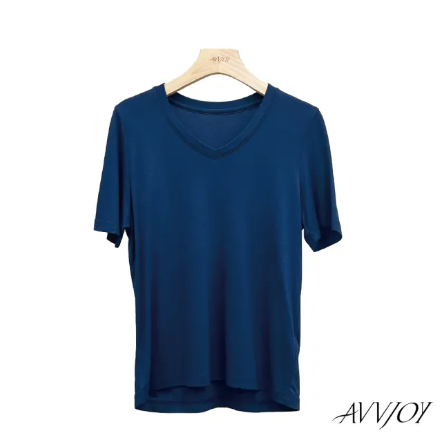 【AVVJOY 艾薇卓爾】素面V領上衣(上衣 短袖 大學t 短袖上衣 短袖t恤 寬鬆上衣 CL2317110)
