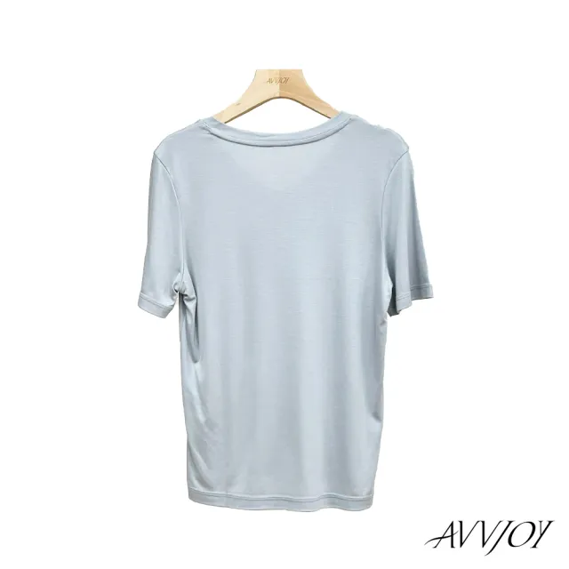 【AVVJOY 艾薇卓爾】素面V領上衣(上衣 短袖 大學t 短袖上衣 短袖t恤 寬鬆上衣 CL2317110)