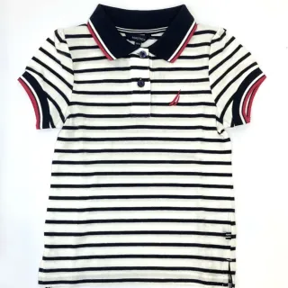 【NAUTICA KIDS】女童白藍條POLO衫(Nautica kids POLO衫)