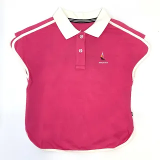【NAUTICA KIDS】女童桃紅底白織帶POLO衫(Nautica kids POLO衫)
