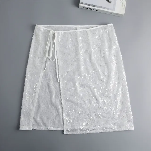 【米蘭精品】現貨+預購 假下擺屁簾打底裙一片式遮臀 裙簾(亮片網紗疊穿外搭女裝配件74kq52)